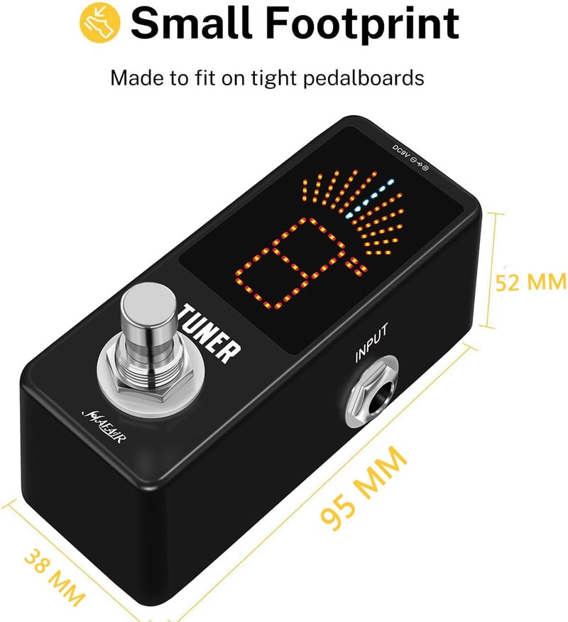 Hafair Deluxe Chromatic Tuner Pedal,Large Screen High Precision ±0.1% Accuracy,Display Leads Clear Results of Tuning for Electric Guitar and Bass - Image 3